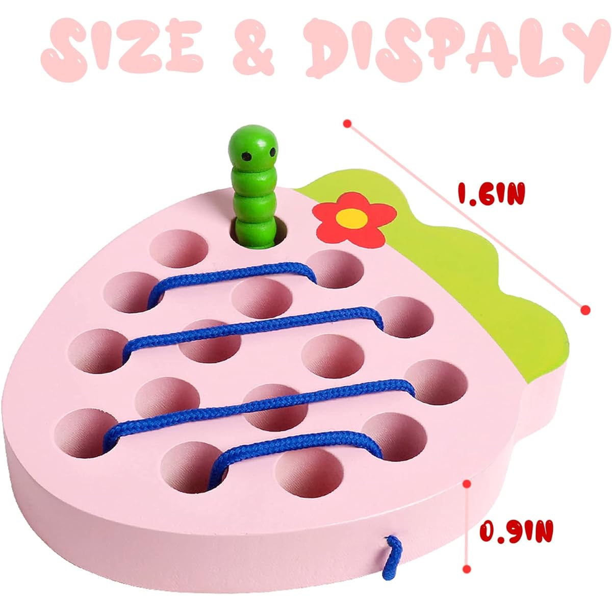 Wooden Lacing Toys for Toddlers Strawberry Threading Toys for Kids Fine Motor Skills Plane Car Travel Montessori Cognitive Puzzle Gift for 2 3 4 Year Old Toddlers Baby Kids Boys Girls