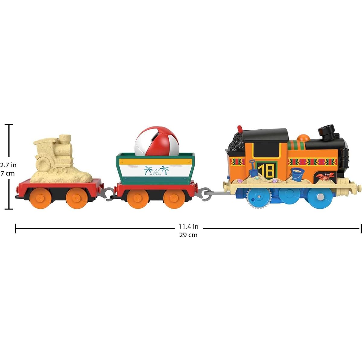 Thomas & Friends Electric Toy Train Beachy Nia Battery Powered Engine with Beach Ball Cargo for Preschoolers Ages 3 and Up
