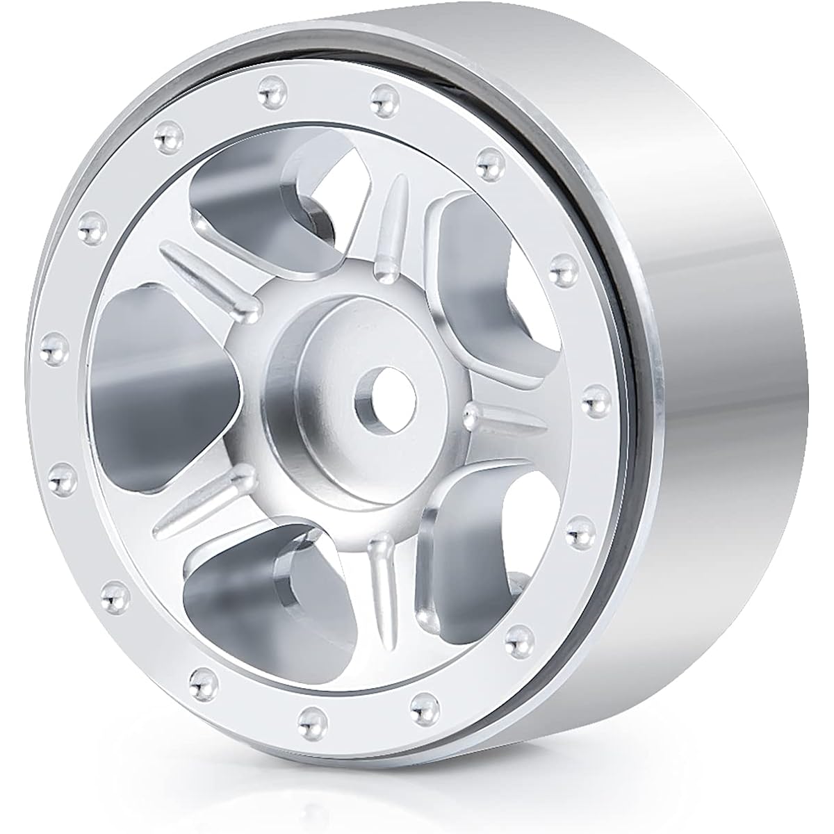 SWX 1.0" RC Beadlock Wheel Rims 4pcs 1/24 RC Crawler Car Axle SCX24 AXI90081 AXI00001 AXI0002 Deadbolt Upgrade Parts (Silver)