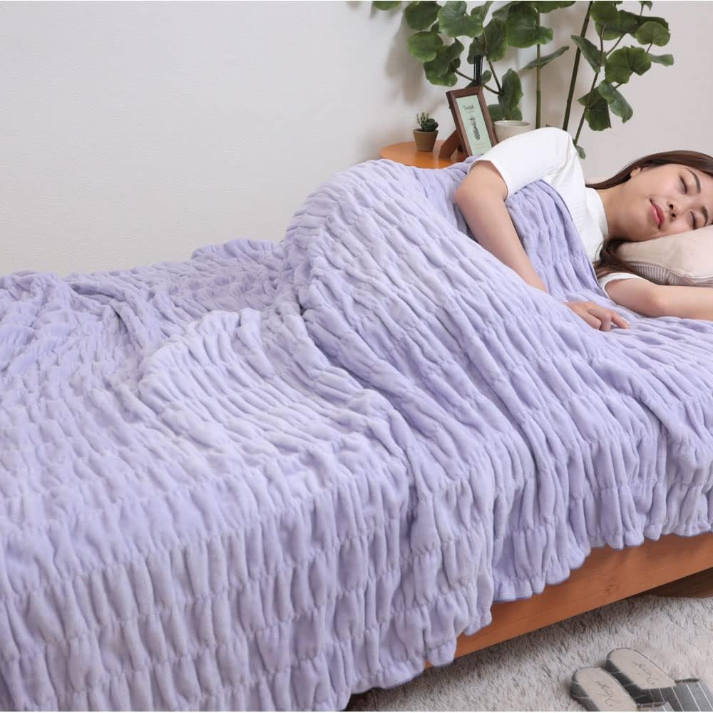 Romance Kosugi Cotton Blanket, Heat Generating Cotton, Fluffy Blanket, Single, Made in Japan, 140 x 200 cm, 3430-2016-2310 (Lavender 3430-2016-2310)