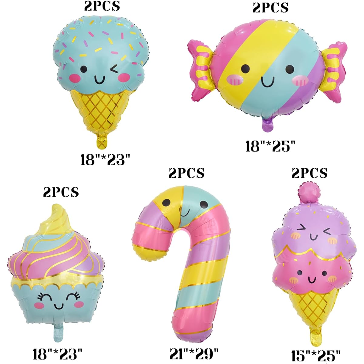 10pcs Ice Cream Balloon Set Large Candy Ice Cream Party Decorations Foil Mylar Balloons Ice Cream Summer Hawaii Birthday Baby Shower Party Decoration Supplies