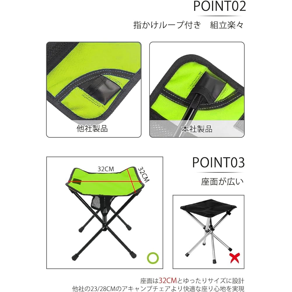 HADUKI Outdoor Chair, Folding Chair, Camping Chair, 3-Way Use, Compact, Ultra Lightweight, Load Capacity 100kg, Aluminum, Portable, Easy to Assemble, Light BBQ, Climbing Outdoor Chair (Light Green), Medium Size
