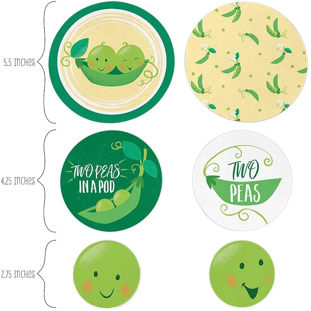 Big Dot of Happiness Double the Fun - Twins Two Peas in a Pod - Baby Shower Giant Circle Confetti - 1st Birthday Party Decorations - 27 Large Confetti