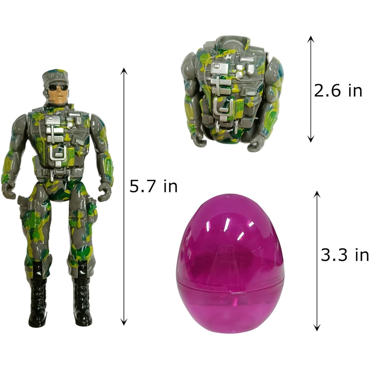 PRAABDC 4pcs Jumbo Transformable Soldier Toy Easter Eggs Easter Gifts Easter Basket Stuffers Filler for Kids Boys Girls
