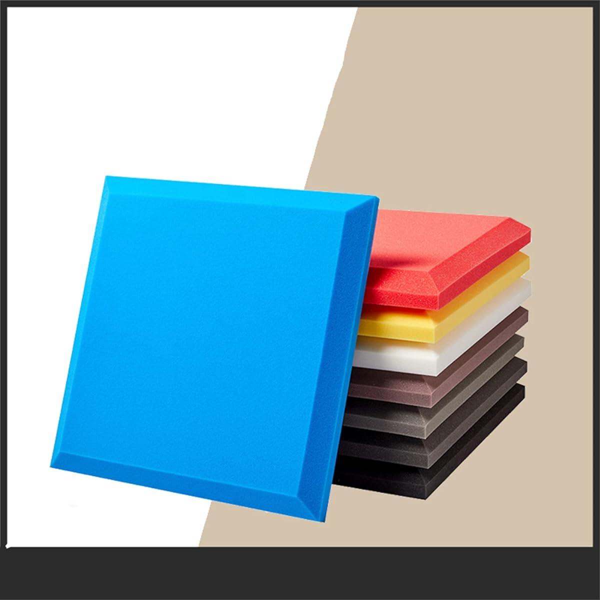 Fireproof Soundproof Foam, Acoustic Foam Wedge Tiles Flame Retardant Soundproof Foam Panels for Home Theater, Professional Theater (Grey 50*50*5CM) (Yellow 50*50*5CM)