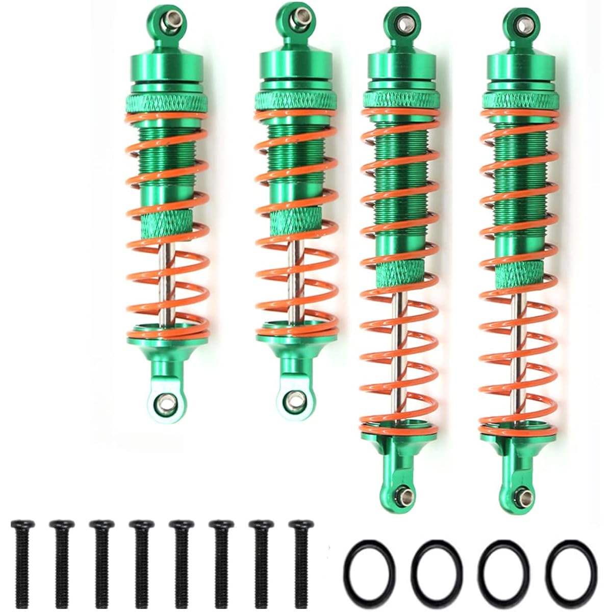 Full Alloy Shock Absorber Upgrade Parts for 1/10 Arrma Senton 4X4 Granite 4X4 Bigrock 4X4 Vorteks 4X4 Typhon 4X4 RC Crawler Front Rear RC Damper Big Bore Hop Up Parts #AR330550 AR330551(Green)