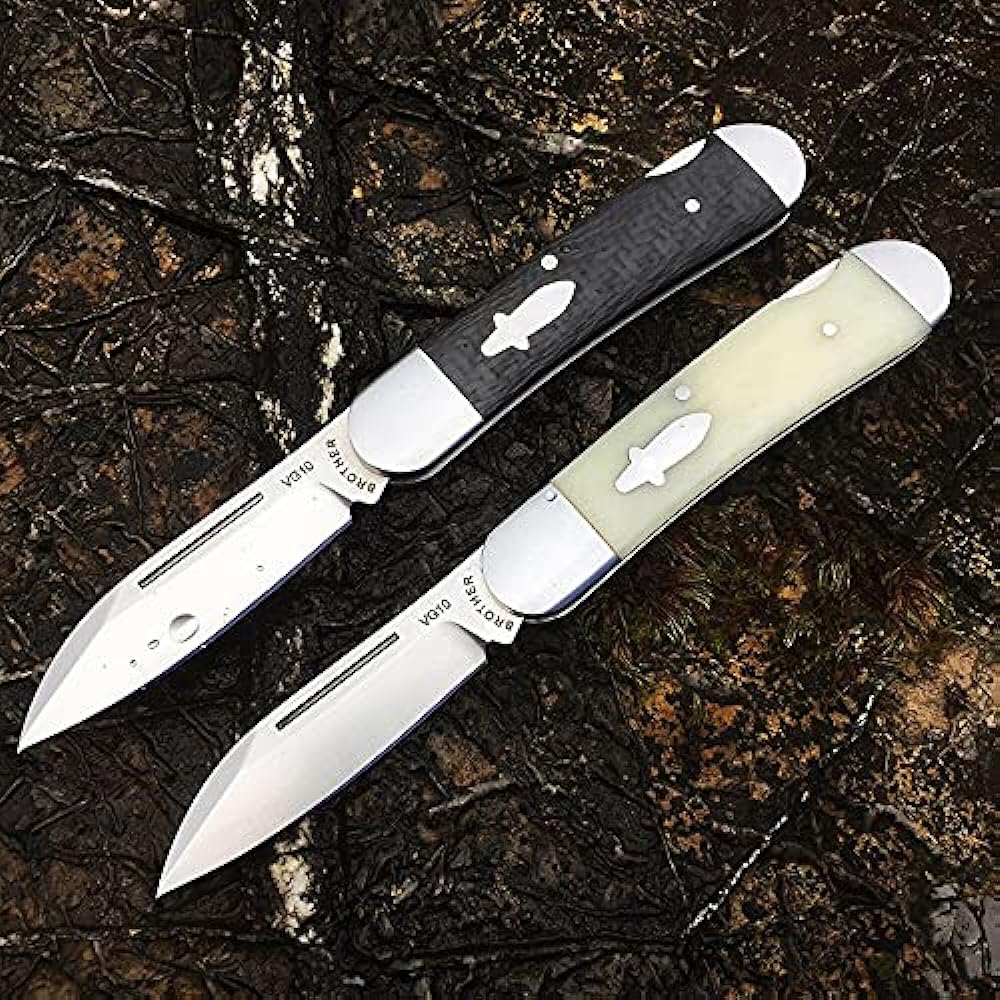 BROTHER -1503BN White Folding Knife Brother Knife Bone VG10 59-61 HRC