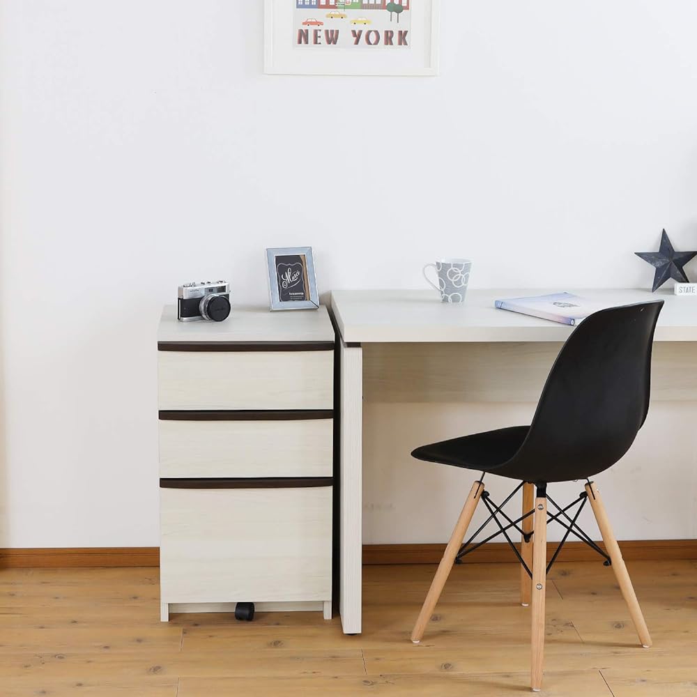 Shirai Sangyo Desk Under Chest Drawer Under-Desk Storage Wooden Small Office SOHO Individual Back Makeup Ivory White White Width 40.6 Height 69 Depth 42.9cm SEP-7040HIV Separtech