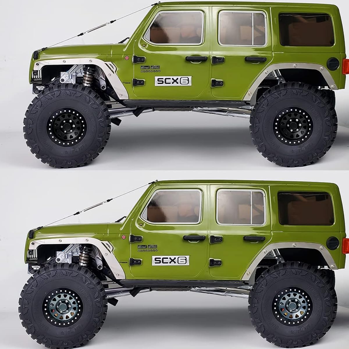 RCLIONS 4PCS Aluminum Alloy 7.44cm RC Beadlock Wheels Rims for Axail SCX6 AXI05000 1/6th RC Crawler Car (Titanium)