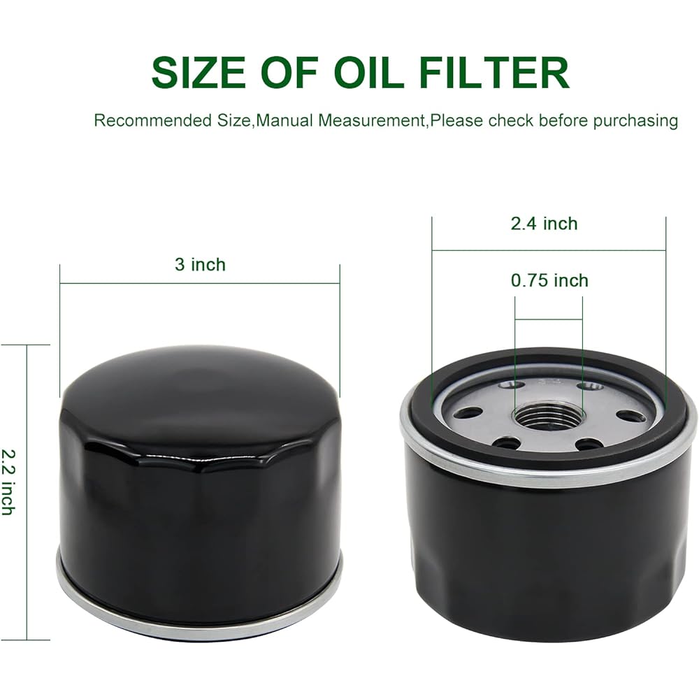 Brlyeeanze AM125424 Oil Filter Compatible with Kawasaki 49065-7007 D100 D105 John Deere GY20577 Briggs & Stratton 492932 492932S 696854 GY20577 SST15 L1000 LX17 Lawn Tractor 3 (2 Pieces)