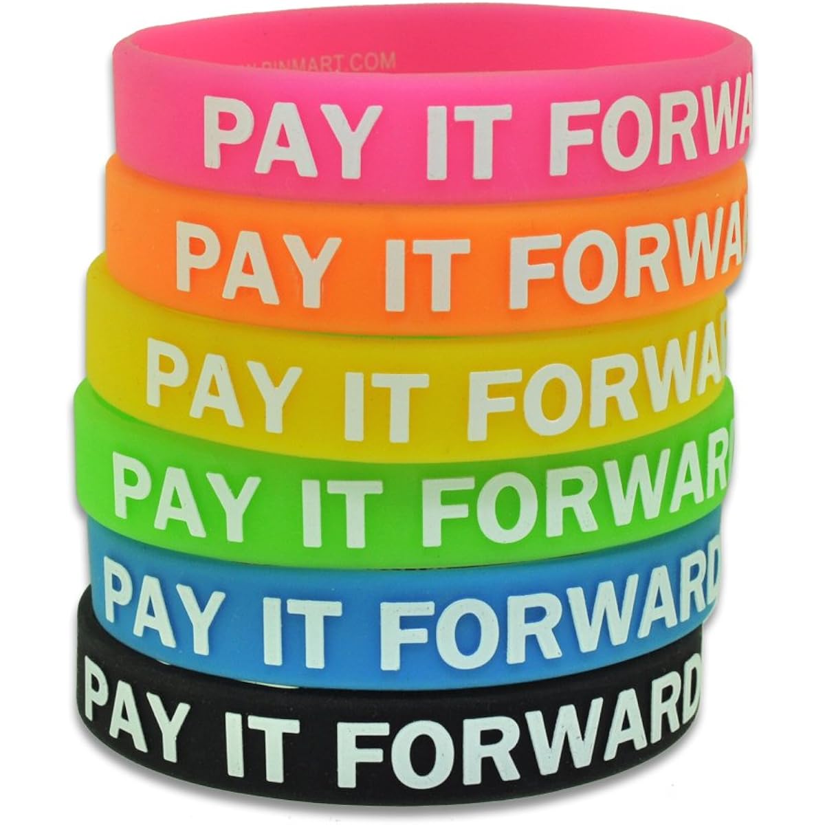 PinMart Pay It Forward Silicone Rubber Bracelets (6 Color Pack)