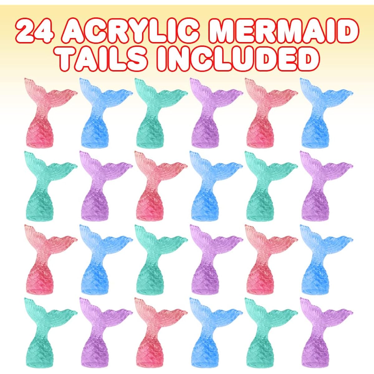 ArtCreativity Acrylic Mermaid Tail Cake & Cupcake Toppers, Set of 24, Mini Mermaid Tail Figures, Ocean, Mermaid, Baby Shower Party, Fun Party Favors, Goodie Bag Fillers