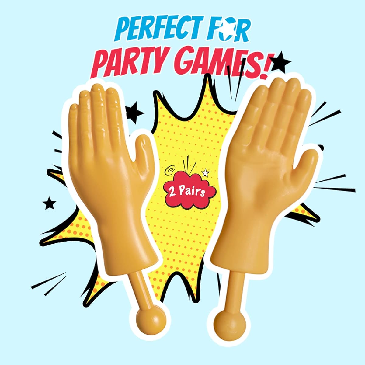 wunderlin Tiny Hands On Sticks - Baby, Mini Finger Hands 6.25" Long Funny White Elephant Gift Great Gag! Prank Kit & Realistic Tiny Hand Design (2 Pairs)
