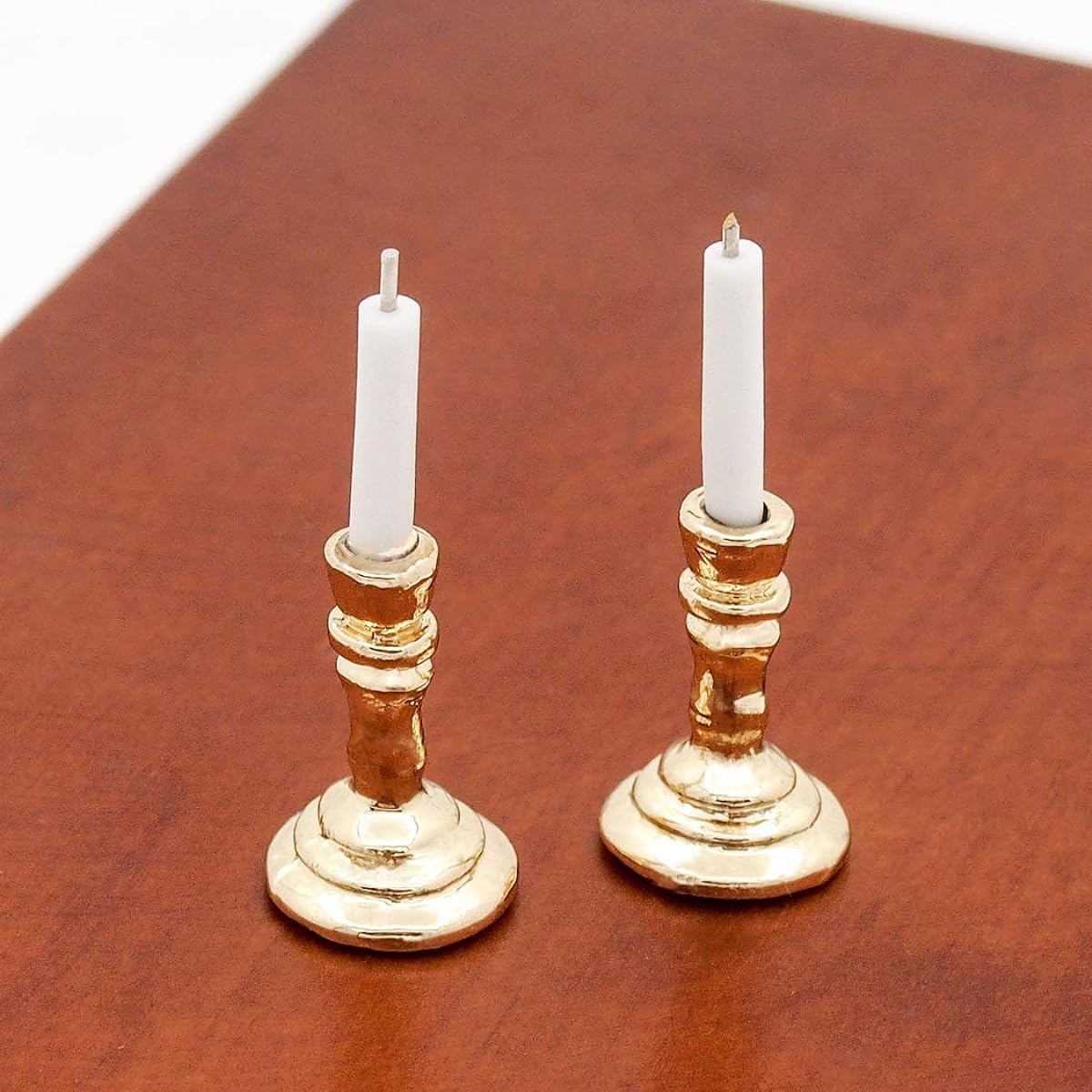 Odoria 1:12 Miniature 1 Pair Golden Candle Stand Dollhouse Decoration Accessories