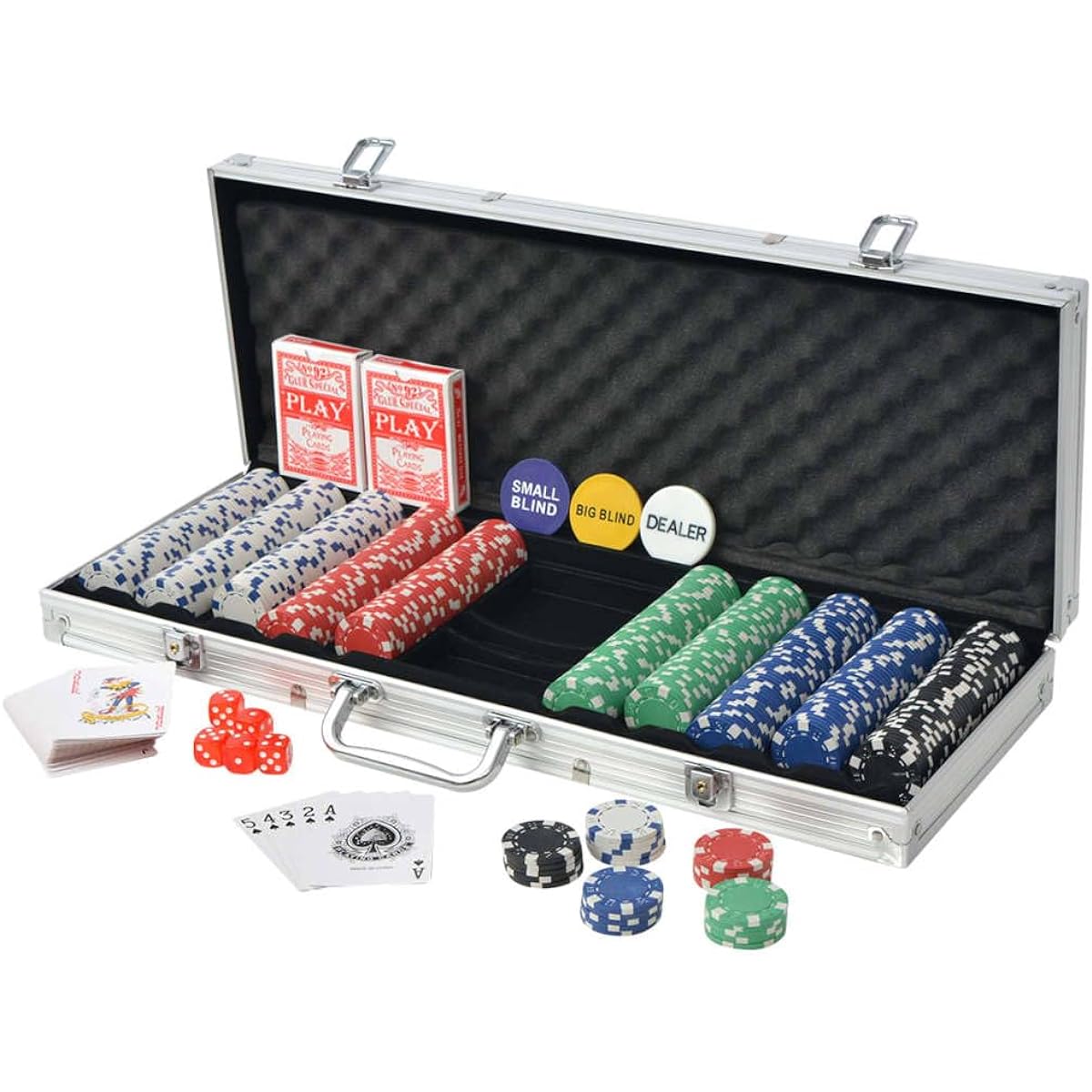vidaXL Poker Set 500 Chips Aluminum, Poker Chips, Chip Set