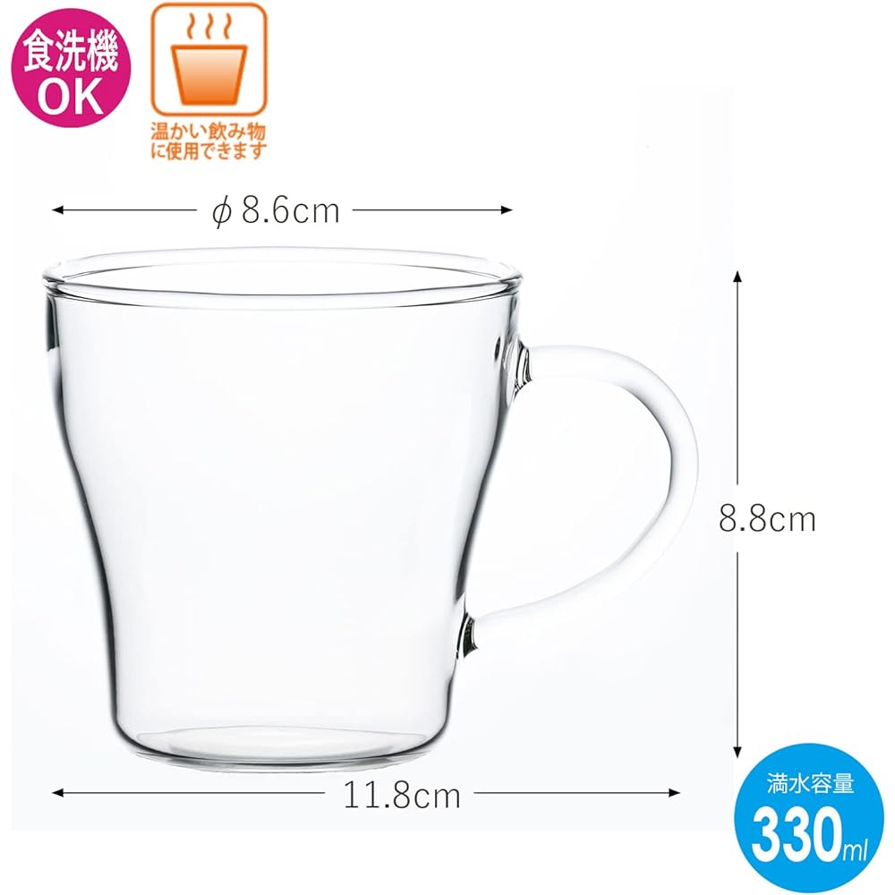 Toyo Sasaki Glass Mug Heat Resistant Mug 330 Dishwasher Safe (Sold in Case) Clear 330ml 48 pieces TA-501-JAN