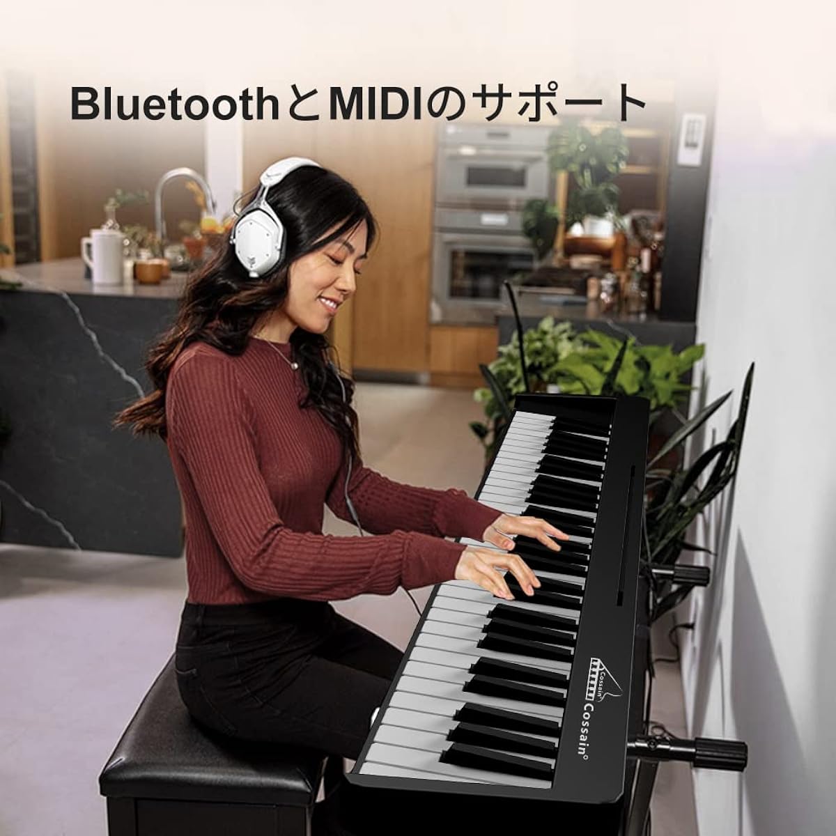 Cossain BX-18 Electronic Piano 61 Keys Foldable Beginner Set Wireless MIDI Compatible Electronic Piano Practice (Compact, Black)