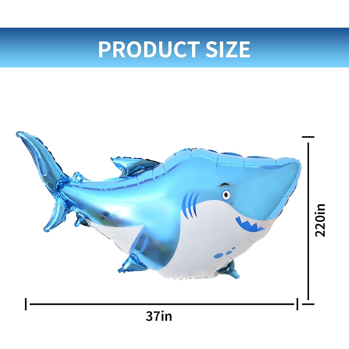 12pcs Shark Balloons 38 Inch Large Aluminum Foil Shark Balloons Blue Cute Splash Shark Balloons Marine Animal Theme Party Birthday Baby Shower Supplies Office Hotel Event Decoration