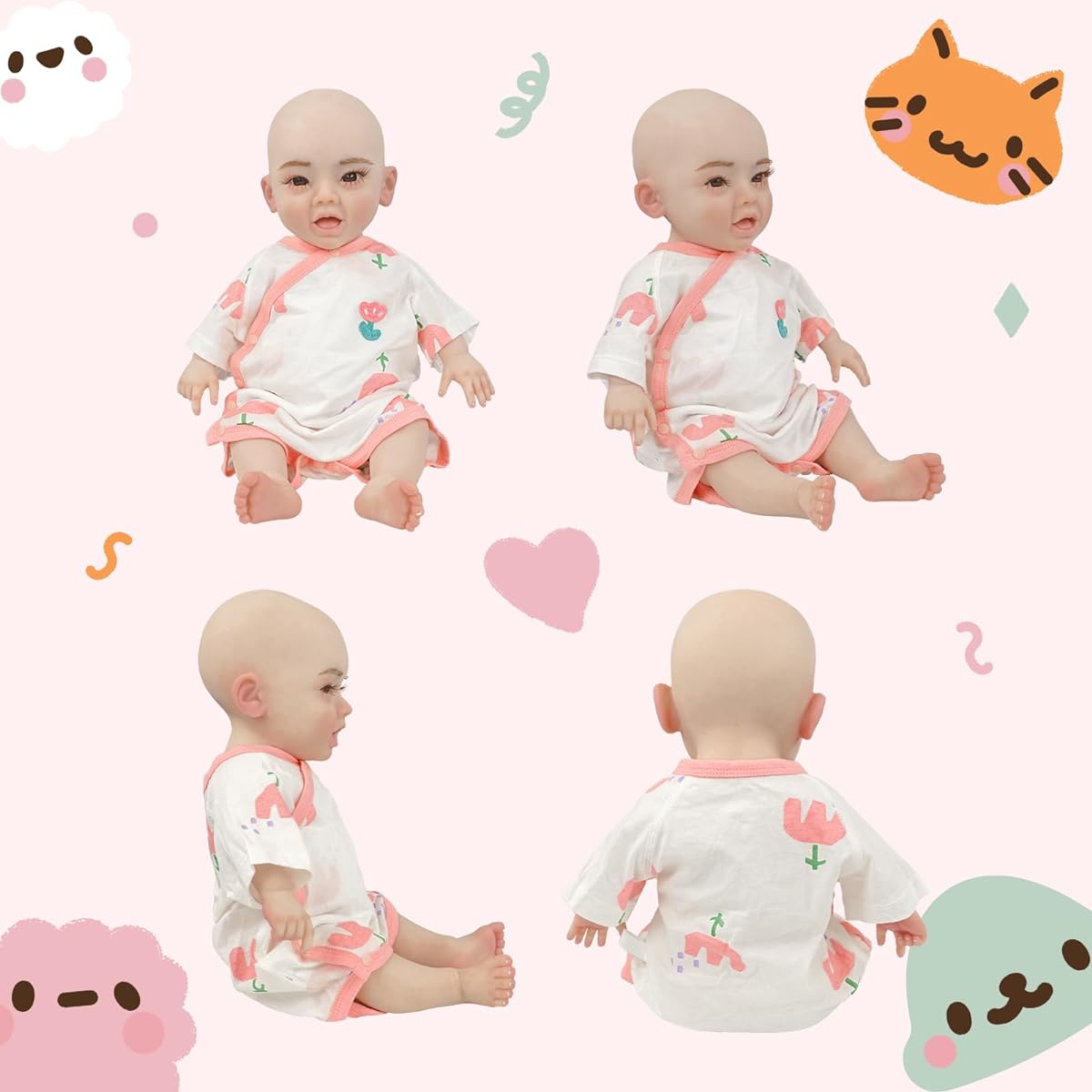 Minaky Full Silicone Reborn Doll 17.7 Inch Realistic Full Body Silicone Not Vinyl Doll Lifelike Newborn Baby Girl Gift for Kids Toddlers