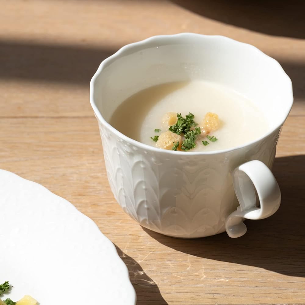 NARUMI Dinnerware Set Silky White White Cute Relief Single Person Set 5 Pieces Gift Box Included 9968-23381