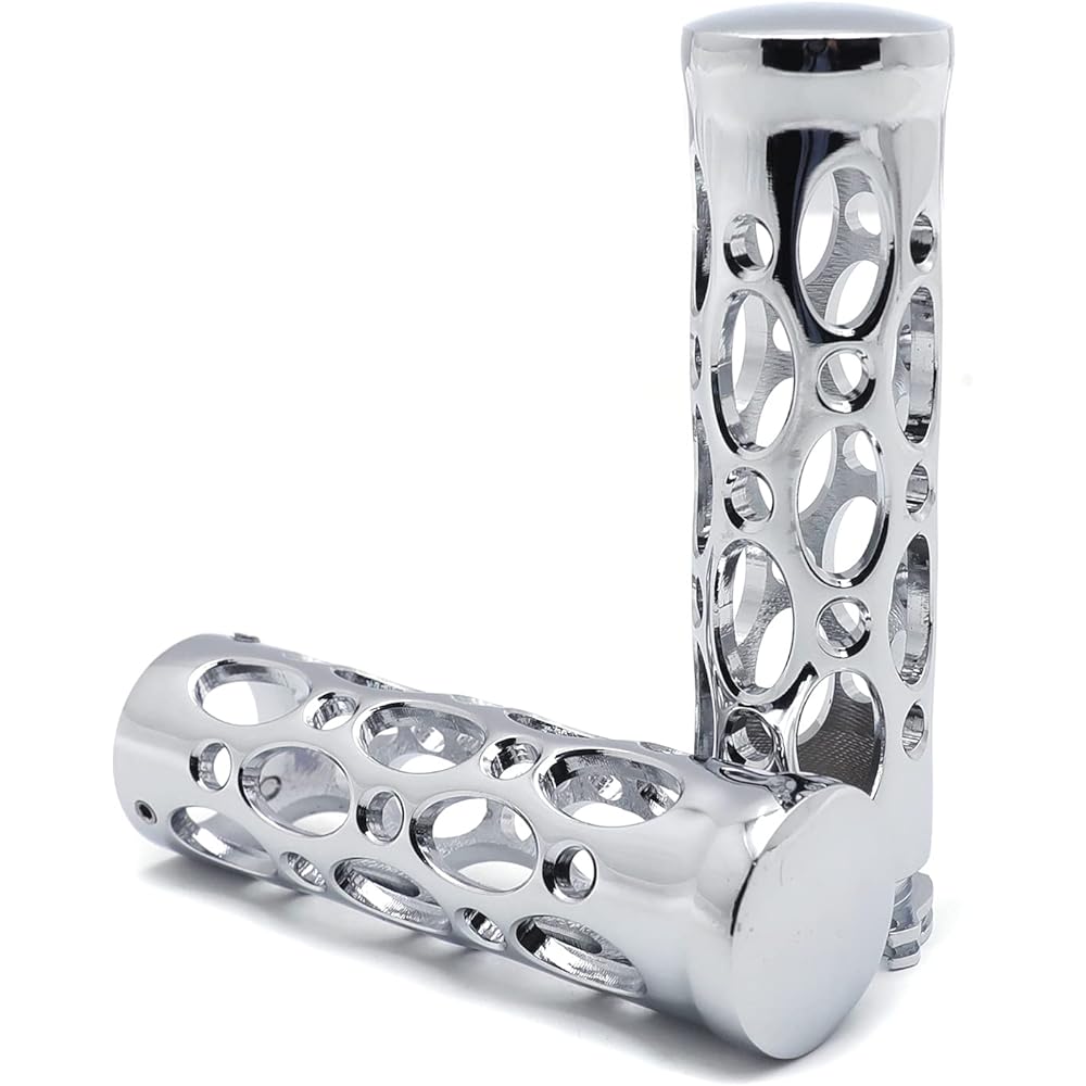 HTTMT TRHB103-CD-1" Chrome Motorcycle Hole Hollow Shape 1" Hand Grip Compatible with Nomad Drifter Vulcan 1600 2000 Harley Davidson FXDL Dyna Low Rider