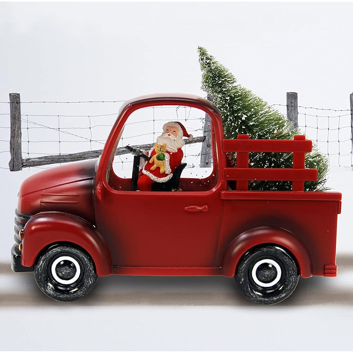 San Francisco Music Box Music Santa Red Truck with Spinning Water