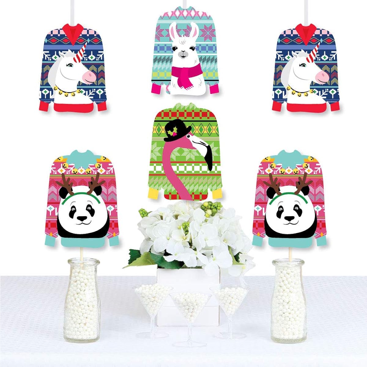 Big Dot of Happiness Wild and Ugly Sweater Party - Sweater Decorations DIY Holiday Christmas Animal Party Essentials - Set of 20