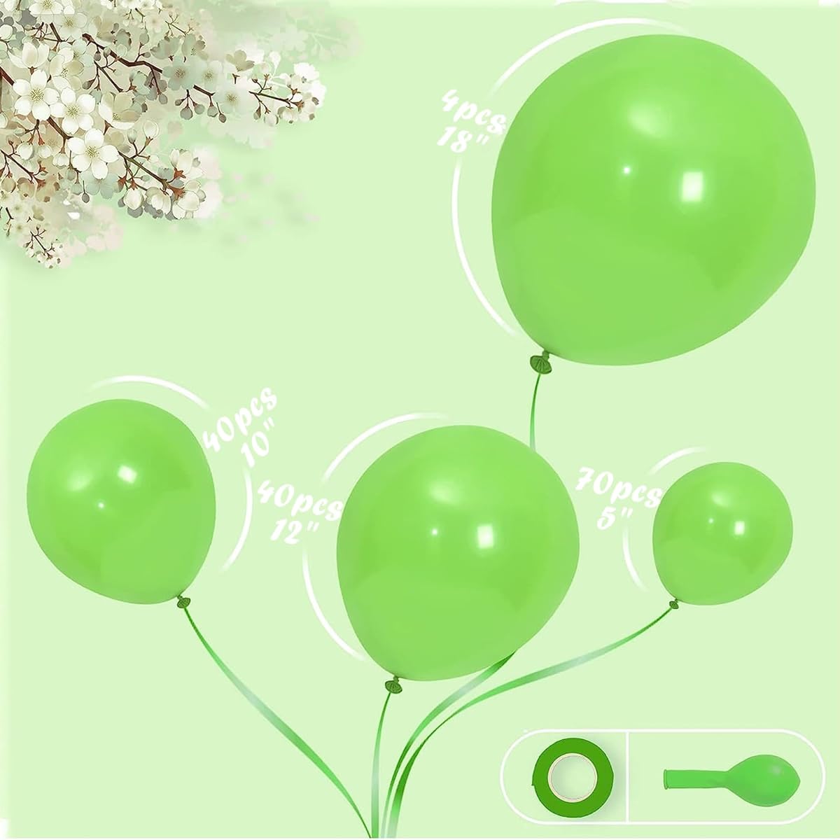 CUTEUP Lime Green Balloons Garland Arch Kit - 154pcs 5/10/12/18inch Different Size Premium Party Latex Balloons, Perfect for Birthday Party, Baby Shower, Wedding Anniversary Decorations
