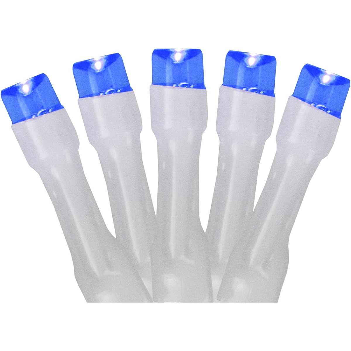 Set of 20 Battery Operated Blue LED Wide Angle Christmas Lights - White Wire