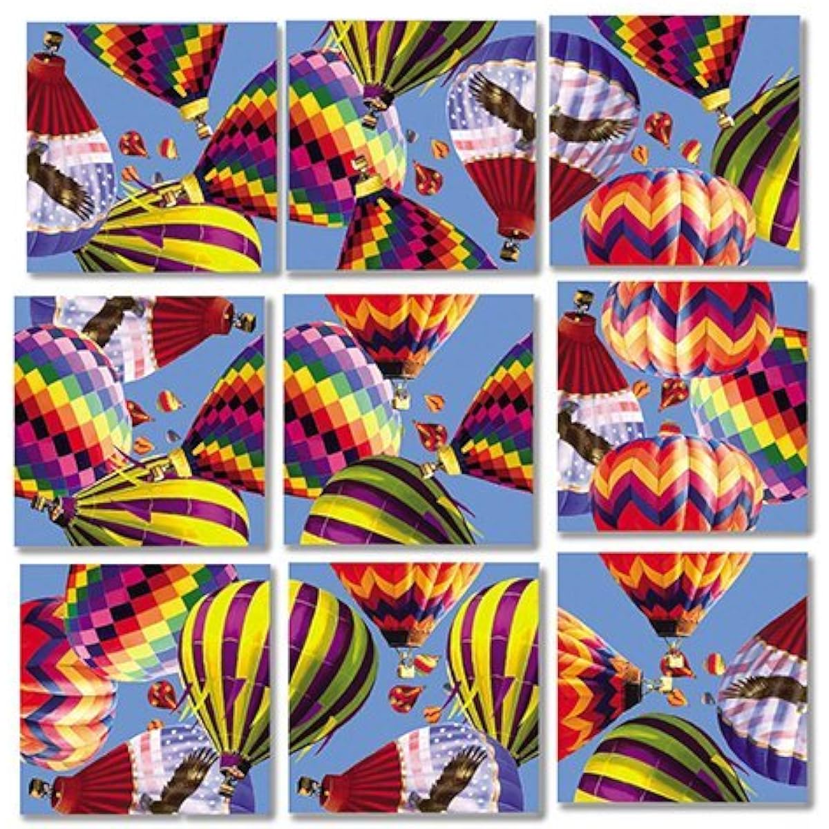 Scramble Square Set B. Dazzle Puzzle for Seniors/Adults/Teens/Kids - Includes 3 Puzzles - Hot Air Balloons/Planets/Candy with Bonus Digital Timer