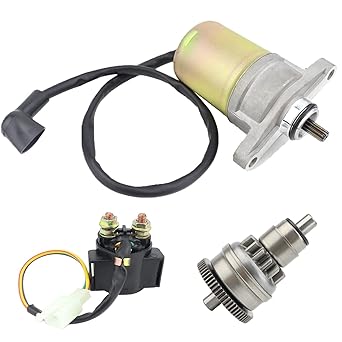 Starter Relay Starter Motor & Drive & Solenoid Relay GY6 47cc 49cc 50cc Scooter Moped Go Kart T Tank JCL
