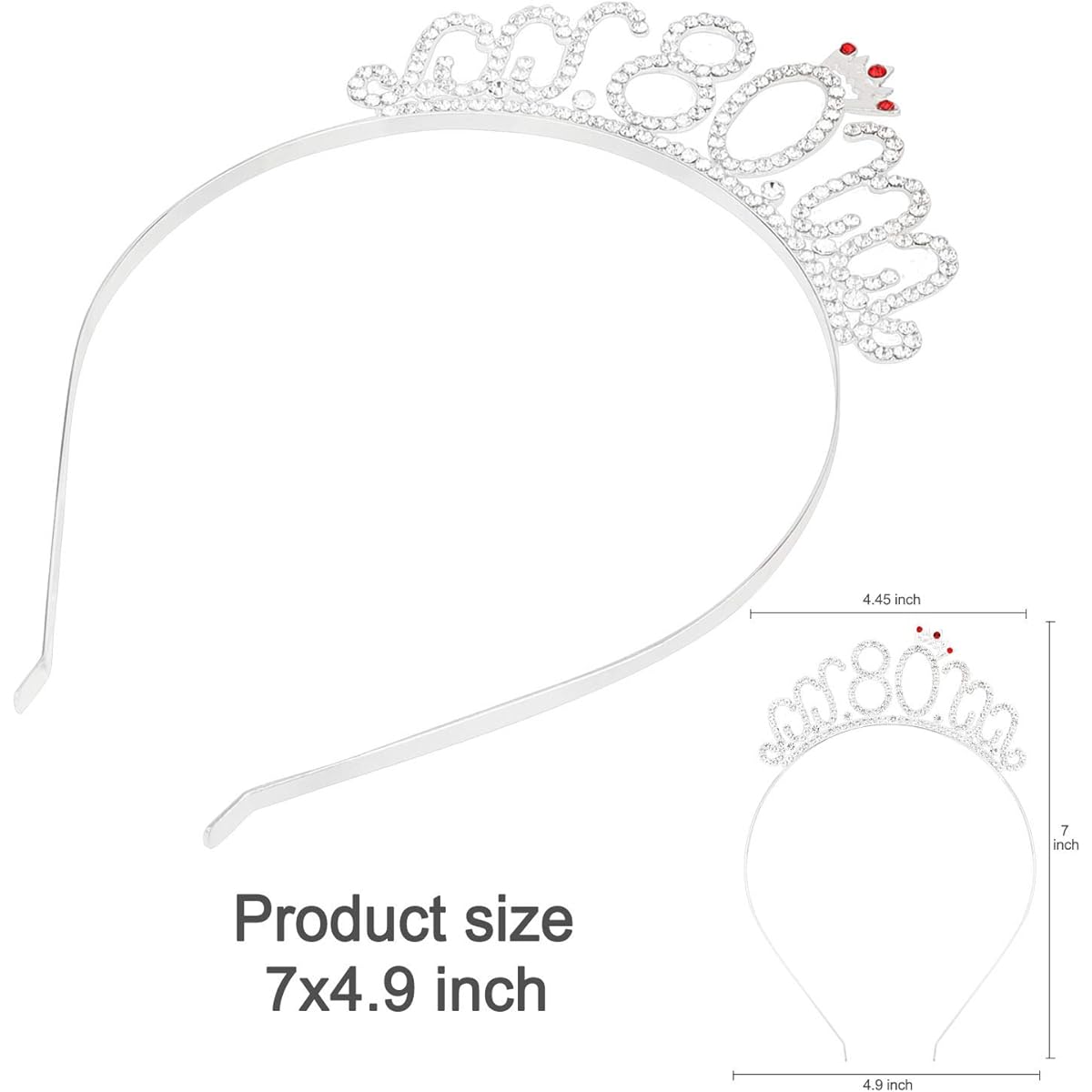 HOWAF 80th Birthday Sash Party Decorations, It's My 80th Birthday, Satin Sash and Tiara, 80th Birthday Rhinestone Crown Headband, Birthday Gift, 80th Birthday Accessories for Women