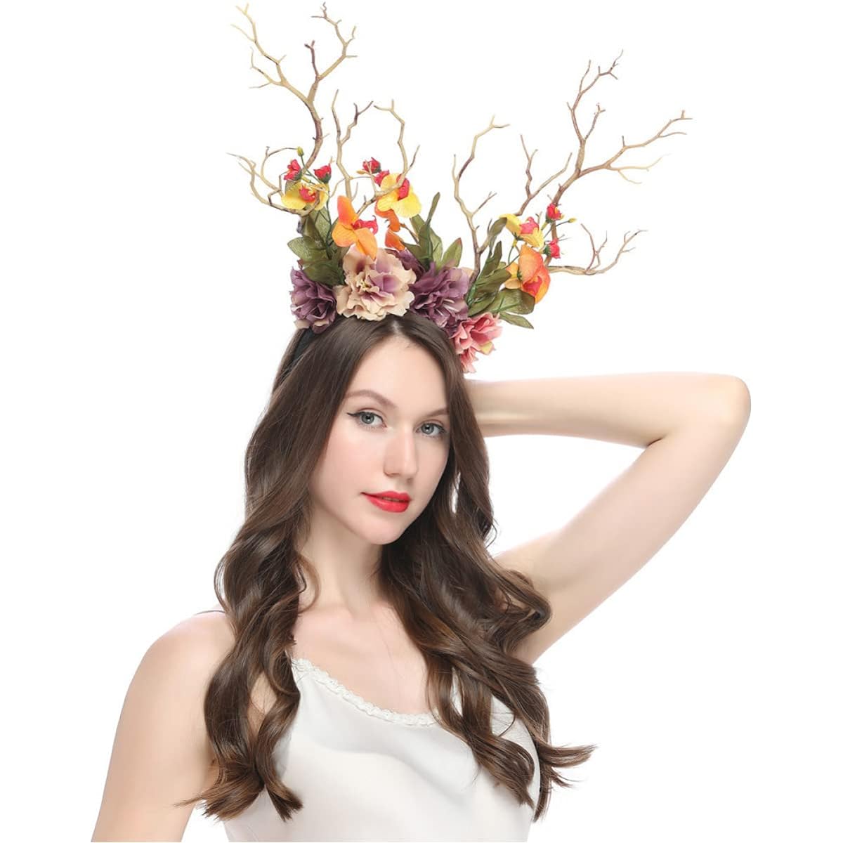 GALPADA Deer Antler Flower Reindeer Ears Headband Reindeer Antler Hair Clip Deer Antler Headband Crown Headband 2pcs