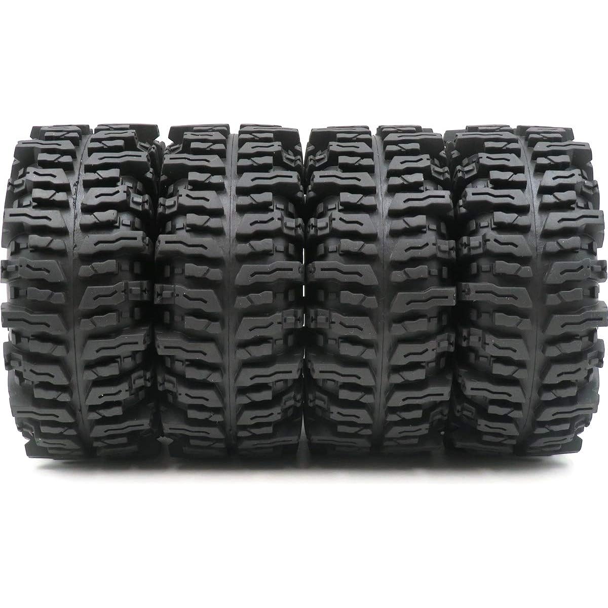 RC 2.2 Mud Slinger Tires Super Grip Crawler Tires 124mm/4.88inch Height & Aluminum Alloy 2.2 Beadlock Wheel Rims 12mm Hex Black Color 4pcs