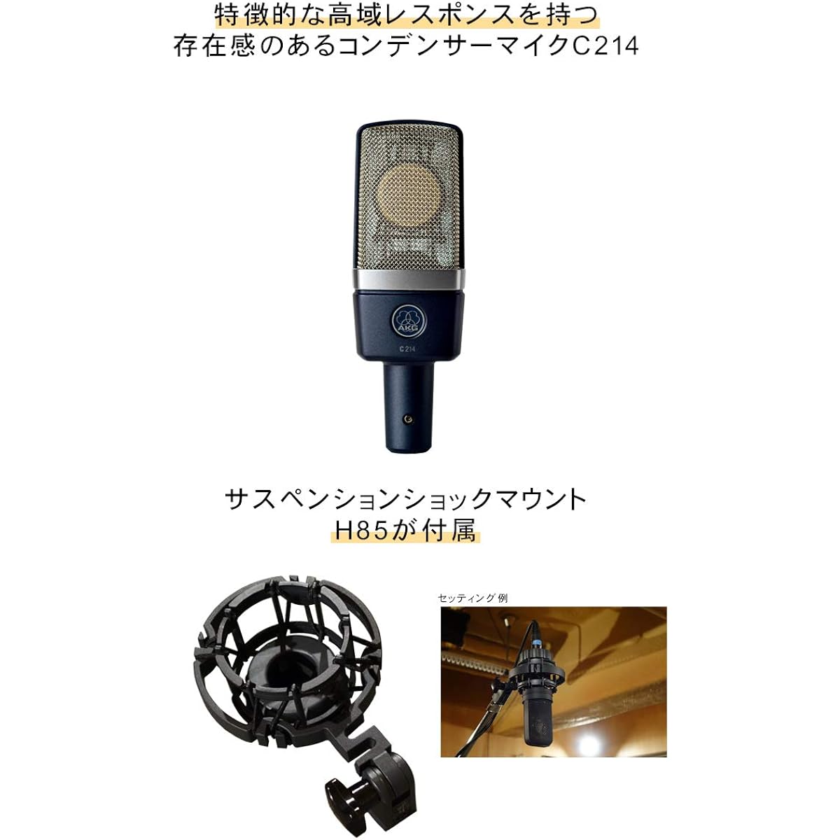 AKG C214 Condenser Microphone + Metal Pop Guard Set