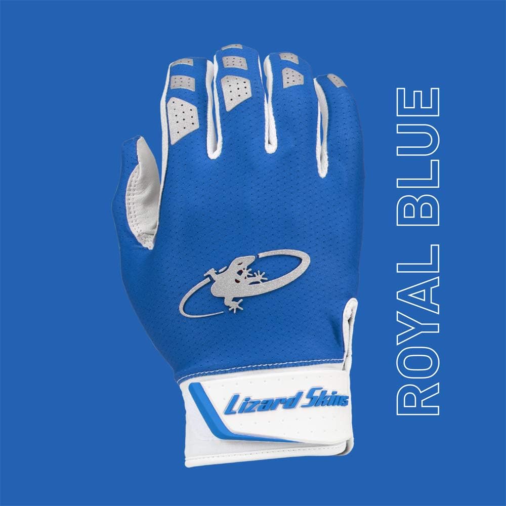 Lizard Skins Komodo V2 Adult Baseball Batting Gloves (Royal Blue, Medium)