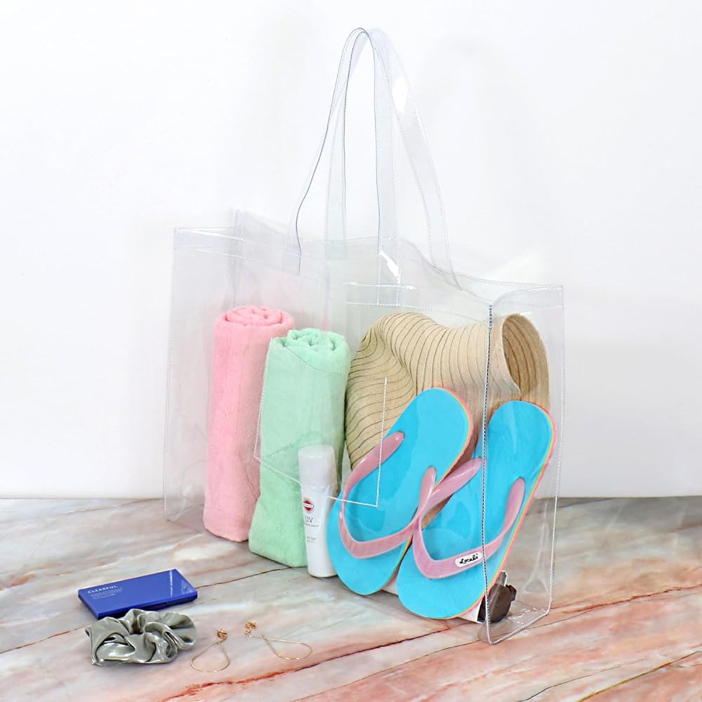 Astro Vinyl Bag L Size Clear Bag Compatible with A3 Size Transparent Tote Bag Pool Bag Handbag Ita Bag Spa Bag Gym Swimming Travel Outdoor 327-06
