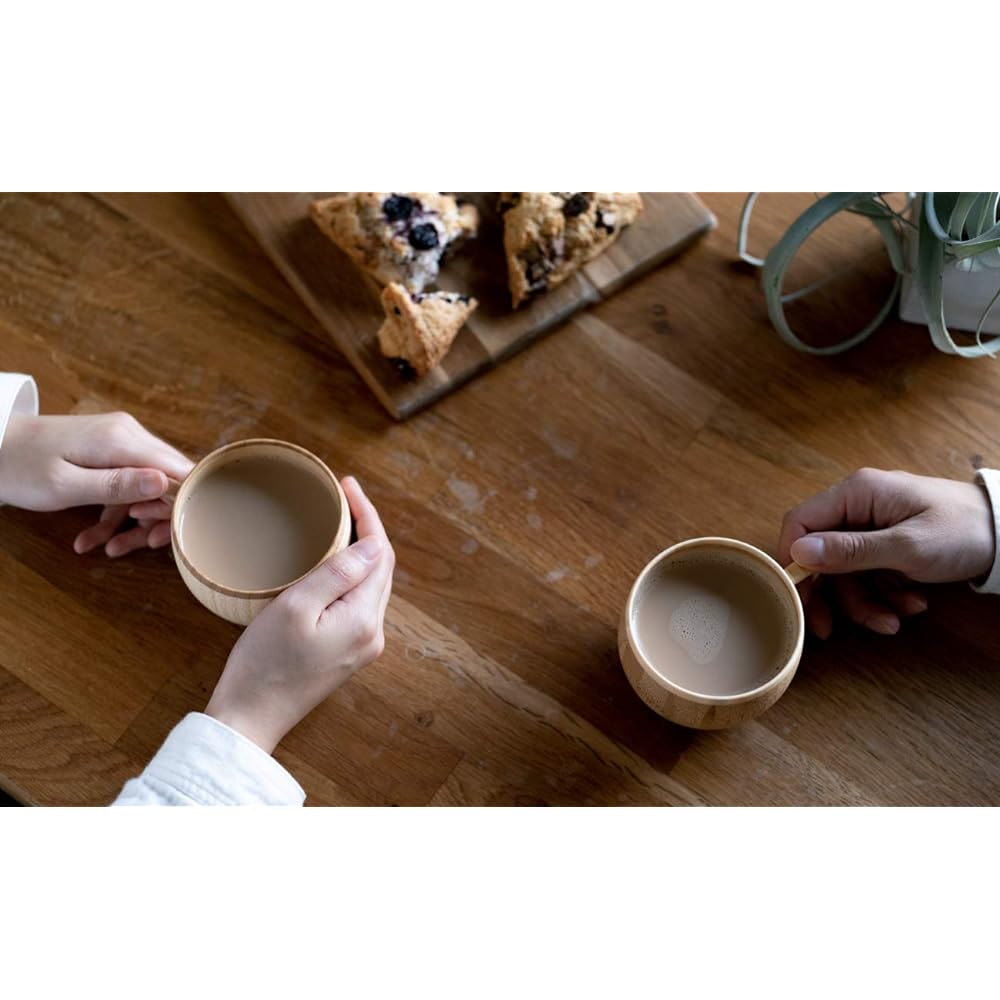 RIVERET Coffee Cup 250ml Pair Set Dishwasher Safe White/Brown RV-206WB