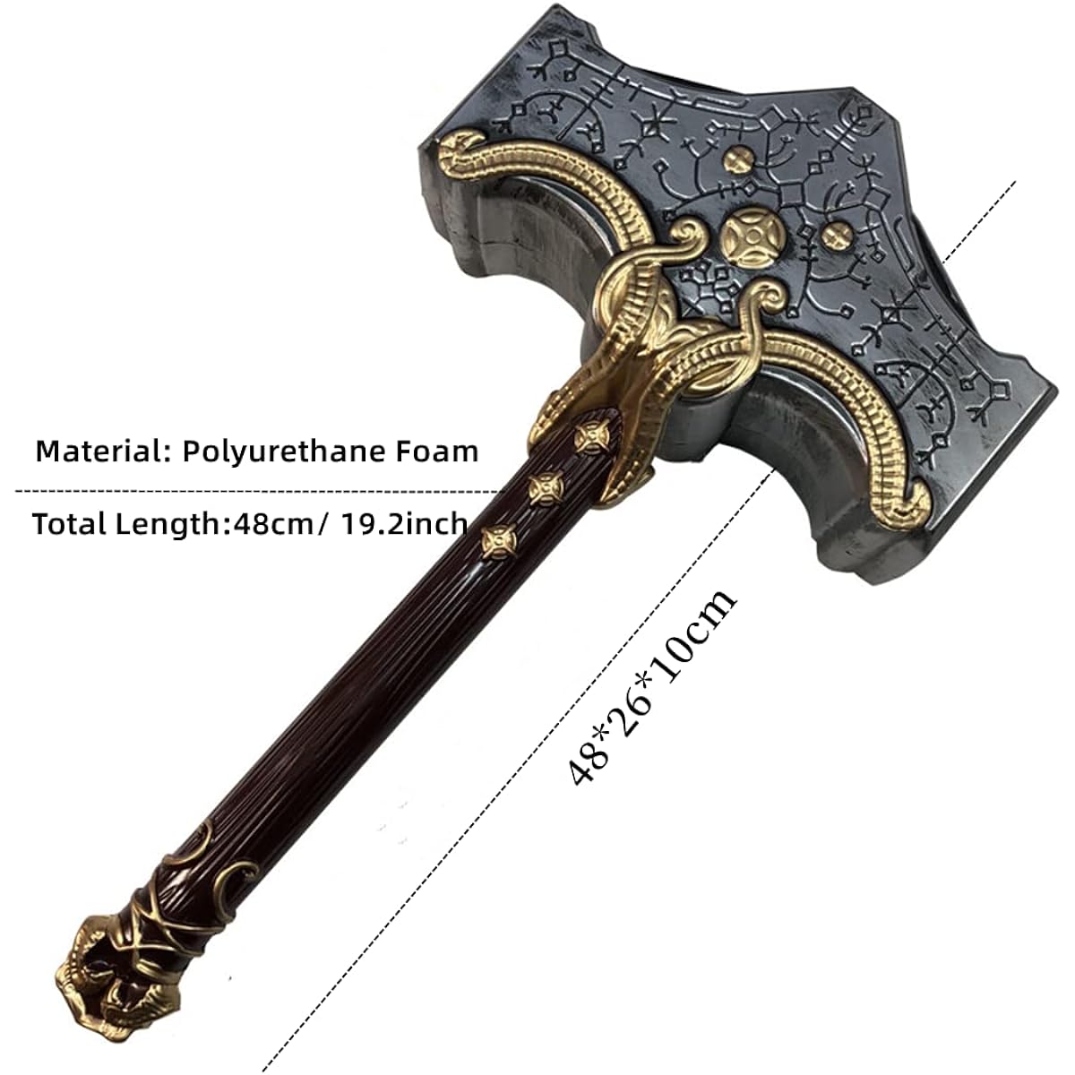 FAOLONE Halloween Props Cosplay Hammer God War Hammer Leviathan Kratos Axe Role Play Birthday Gift, Hammer, 48*26*10cm