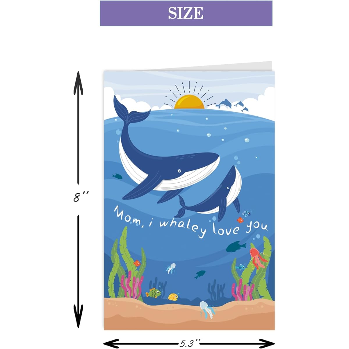 XXDJLP Cute Whale Mother's Day Card