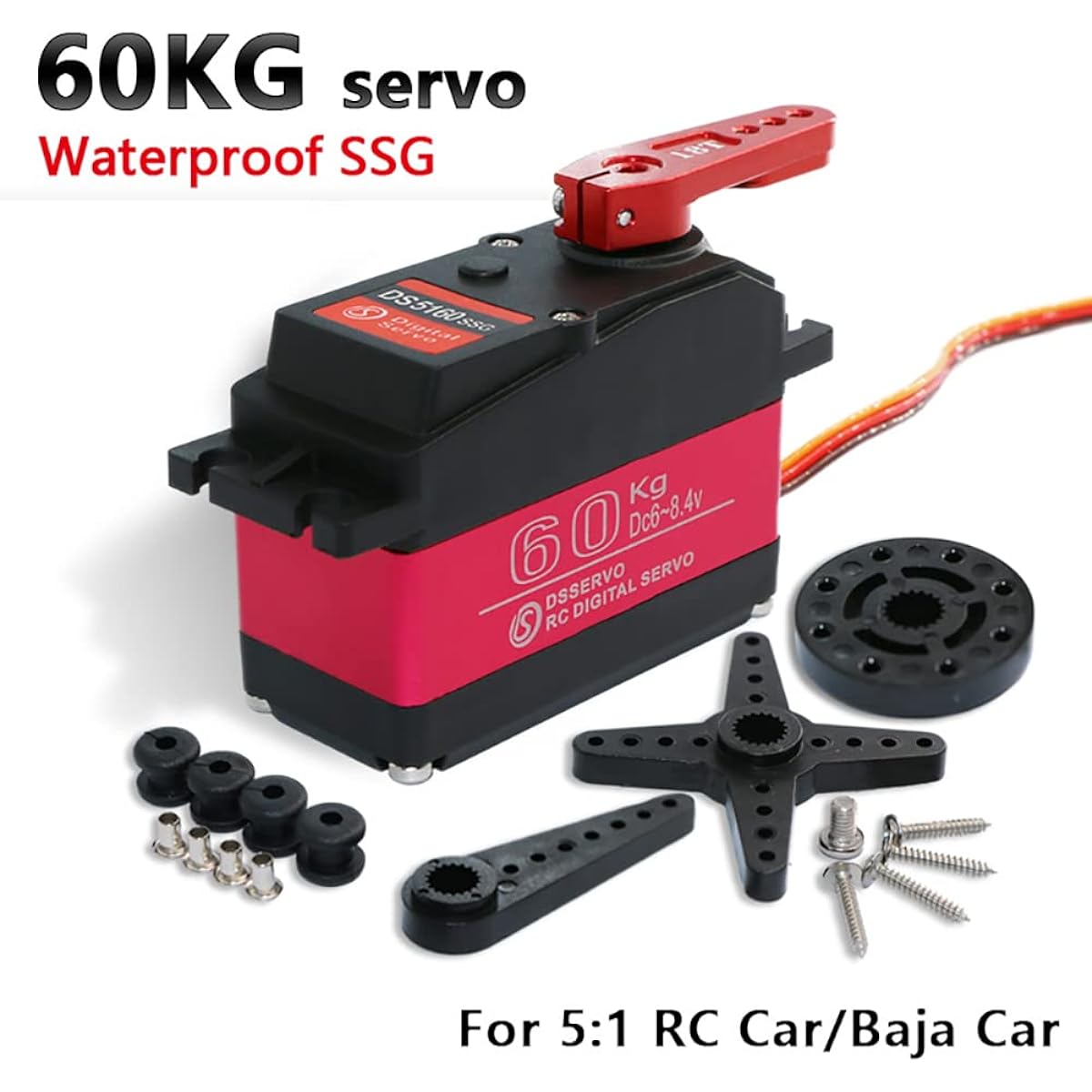 2 Sets DS5160 60KG 270 Degree SSG Big RC Digital Servo Stainless Steel Gear – 8.4V Baja Servo High Voltage High Speed Waterproof Servo for 1/5 Scale Redcat HPI Baja 5B SSRC Crawler