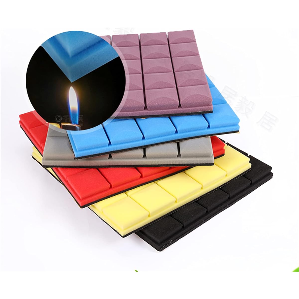 Anti-noise Home Sound Absorption Panels, Soundproof Studio Foam Soundproof Panel Wedges for Studio Bar KTV, Pack of 10 (Yellow 50*50*3cm) (Black 50*50*3cm)
