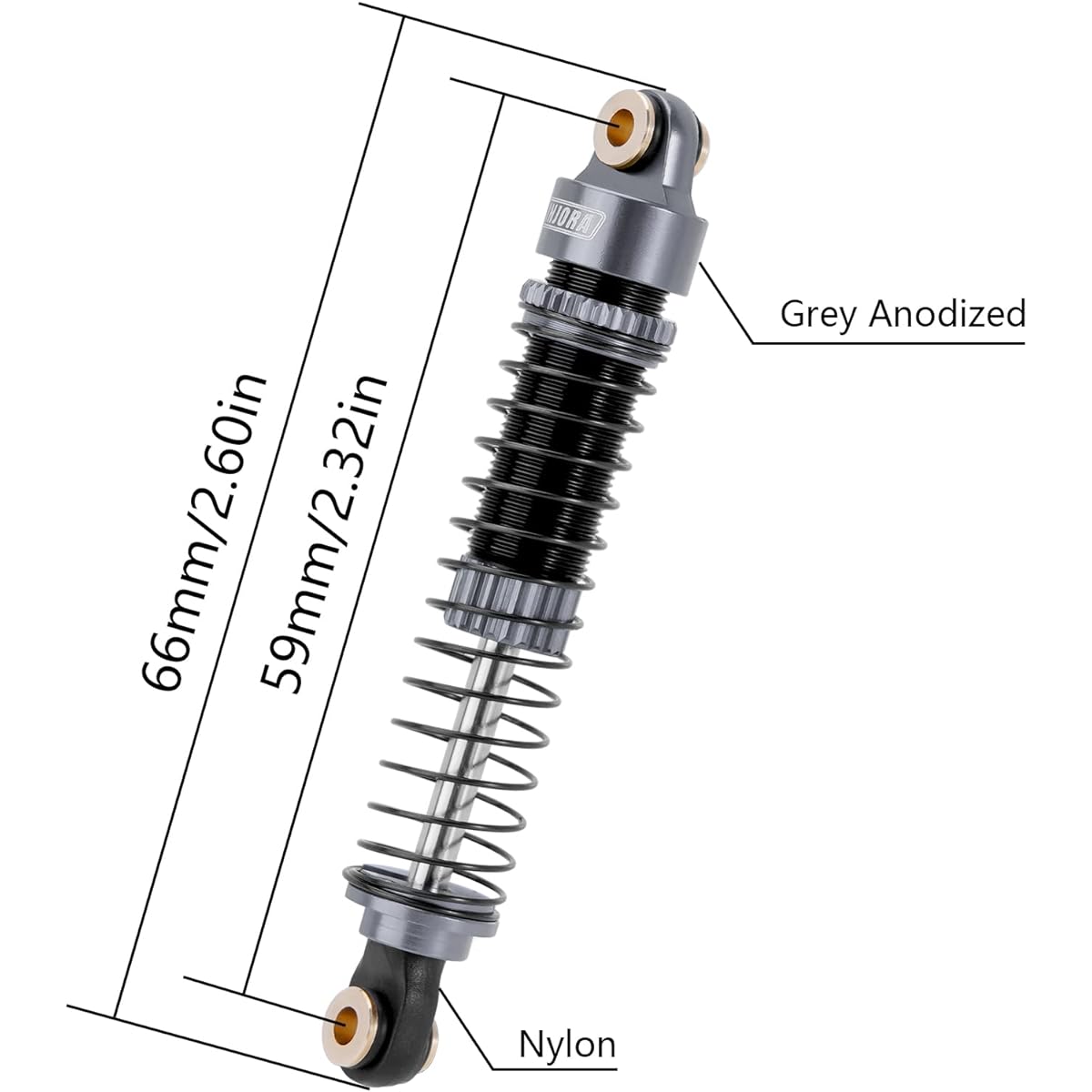 INJORA 59mm Shock Long Thread Shock Absorber Oil Damper for TRX4M 1/18 RC Crawler Upgrade (Gray) S 4M-42GL-4