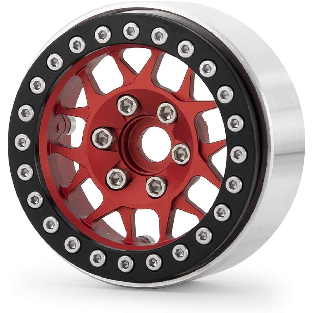 MOHERO Aluminum 1.9 Inch Alloy Beadlock Wheel Rim for 1/10 RC Axial SCX10 III AXI03007 TRX4 Crawler Car 4 Pack (Red+Black)