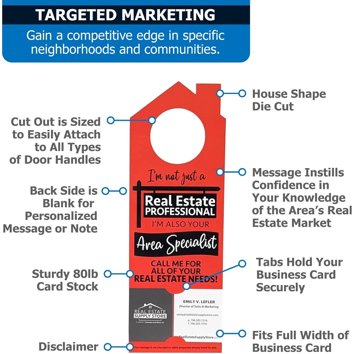 "I'm Not a Real Estate Professional I'm also Your Area Specialist, Call Me" Business Card Door Hanger Real Estate Supply (Red)