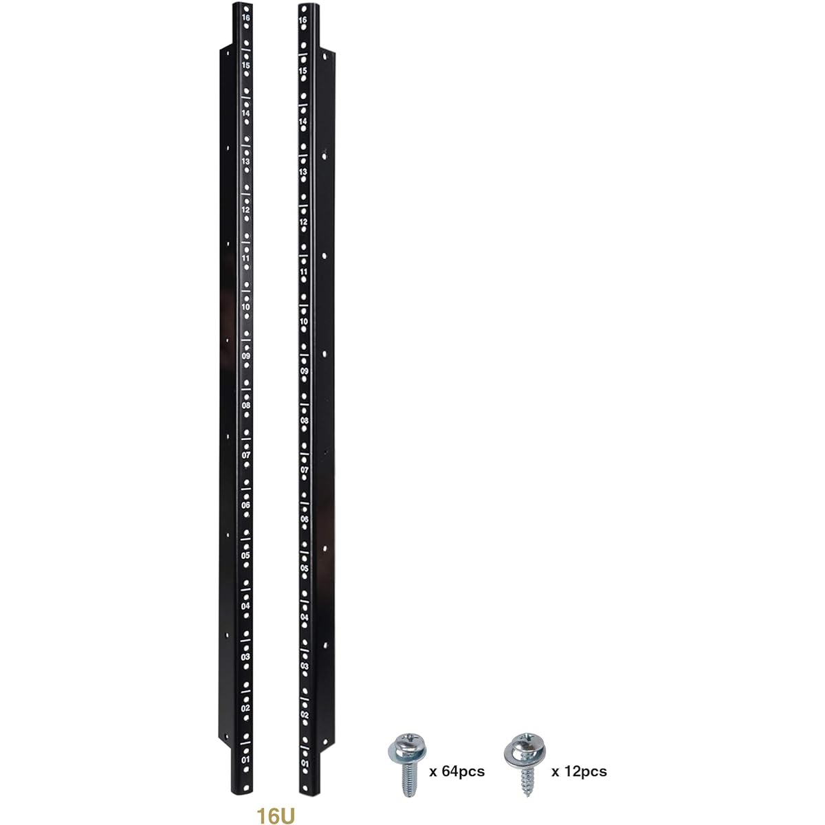 Sound Town 2 Pack 20U Steel Rack Rails with Black Powder Coated Finish and Screws (ST-RR-20U)