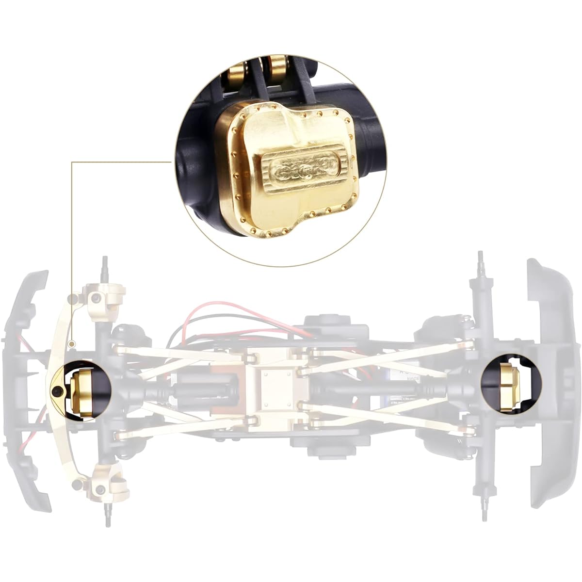 CrazyHobby Brass Diff Cover Front & Rear Axle Cover Traxxas 1/18 TRX-4M Upgrade Parts 18.4g (Gold)