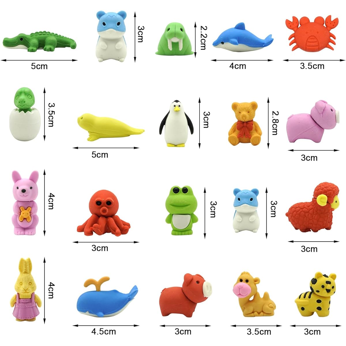 AILAMIDO 25pcs Animal Erasers for Kids, Assembled Erasers, Desk Pets, Puzzle Erasers for Kids, Kids/Classroom/Party/Favors/Classroom/Student/Prizes, Carnival Gifts, School Supplies