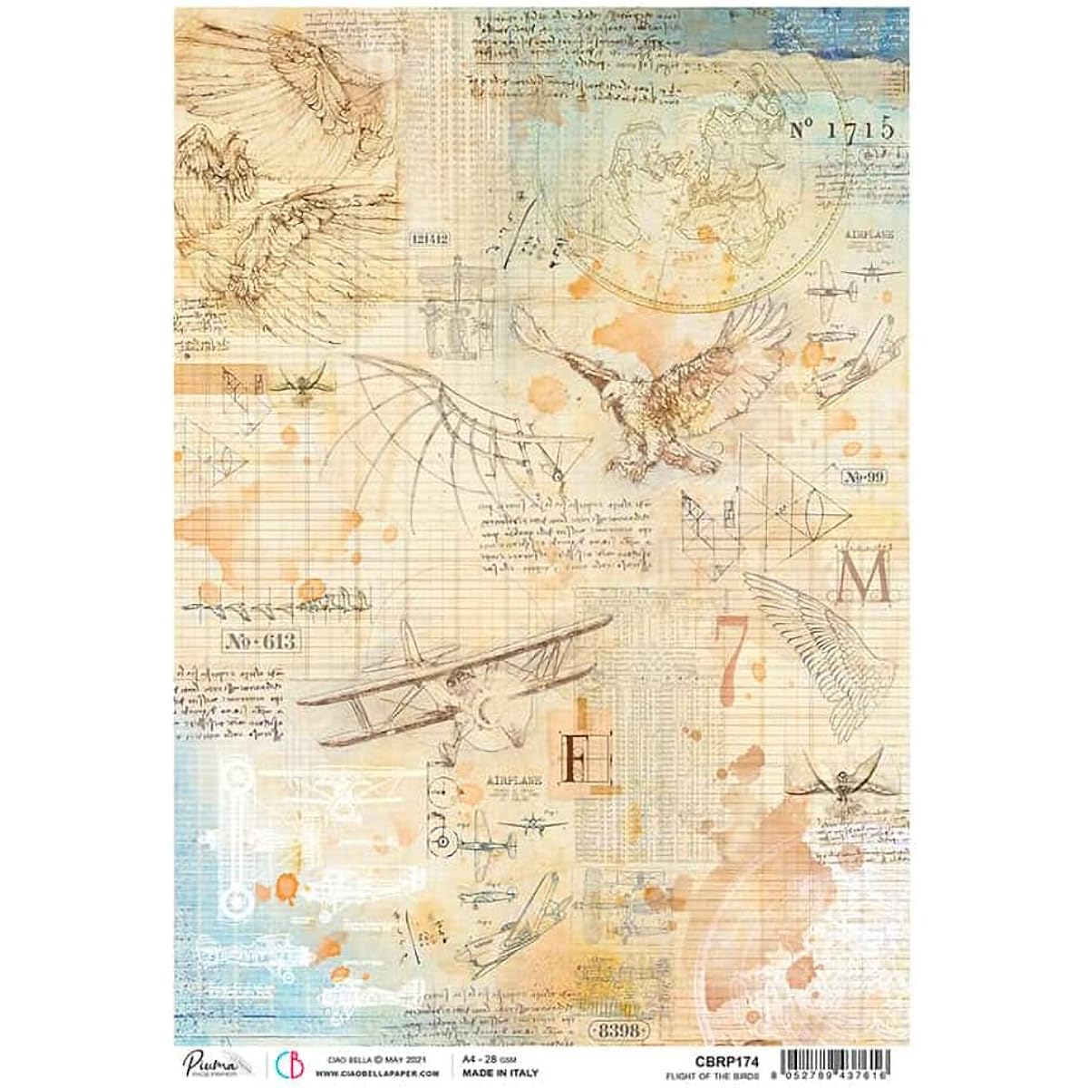 Ciao Bella Rice Paper Sheet A4 5/Pkg-Flight Of The Birds, Sign Of The Times -CBRP174