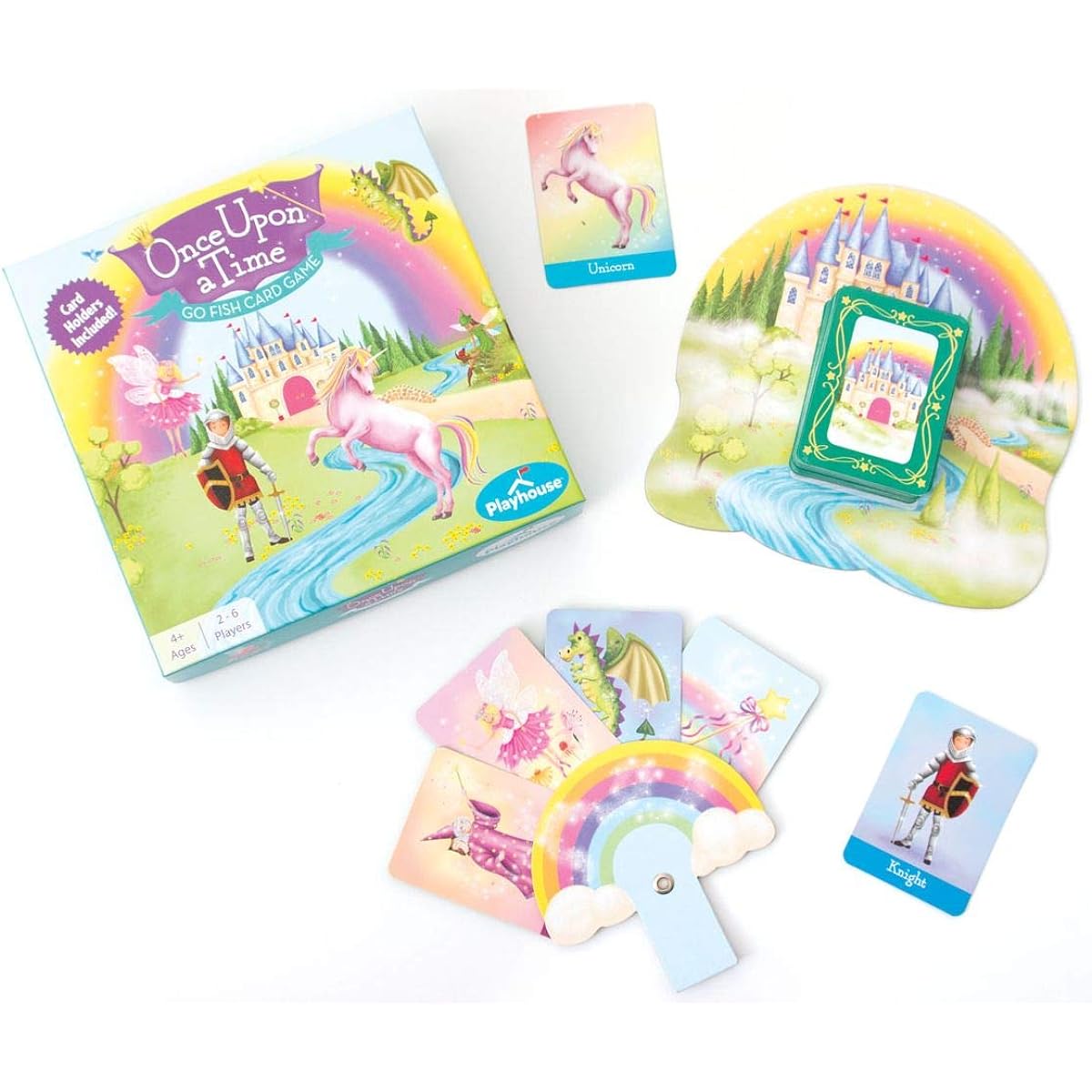 Playhouse Fairy Tale Magic Go Fish! Kindergarten Card Game Rainbow Shaped Easy Card Holder